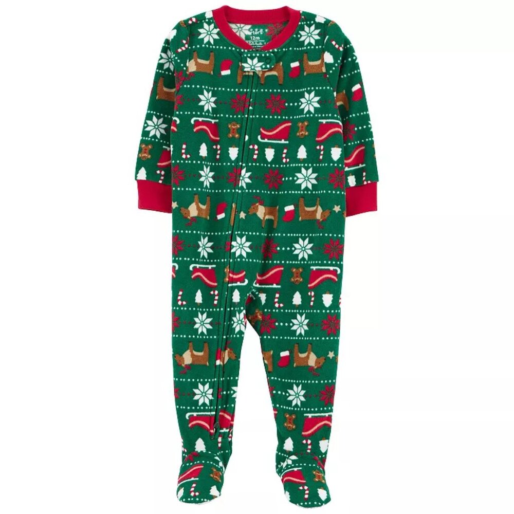 NEW Baby Carter's Fair Isle One-Piece Footed Pajamas 12 Month